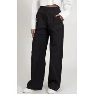 NWT REBECCA MINKOFF Walker Pleated Wide Leg Pants True Black Size 4 New Tags